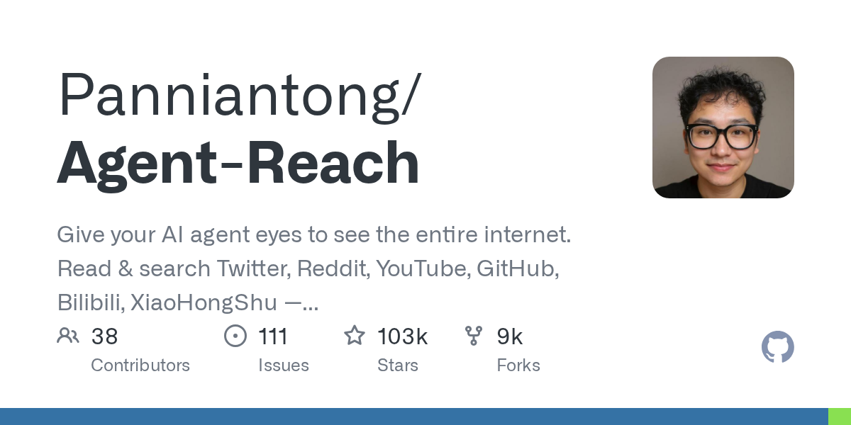 Panniantong/Agent-Reach 封面