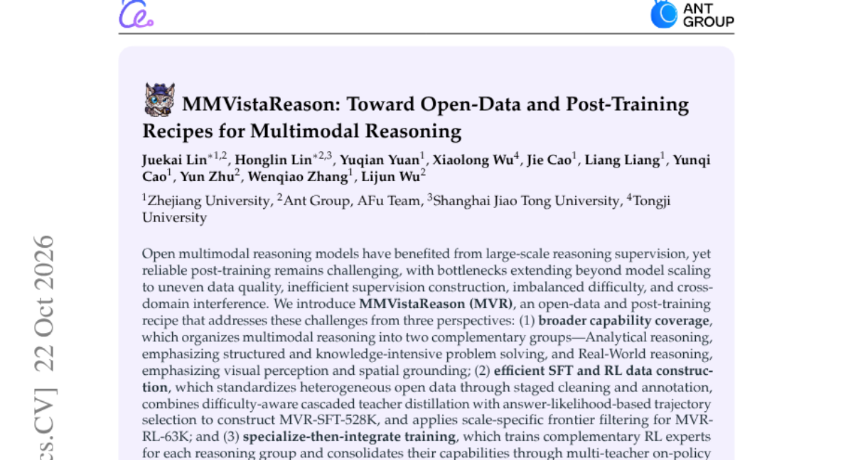 MMVistaReason: Toward Open-Data and Post-Training Recipes for Multimodal Reasoning 封面