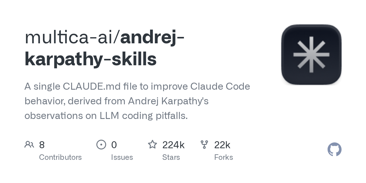 multica-ai/andrej-karpathy-skills 封面