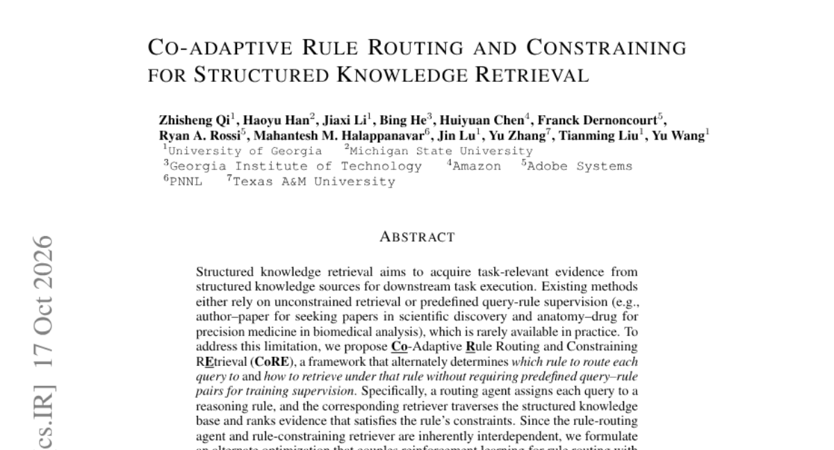 Co-adaptive Rule Routing and Constraining for Structured Knowledge Retrieval 封面