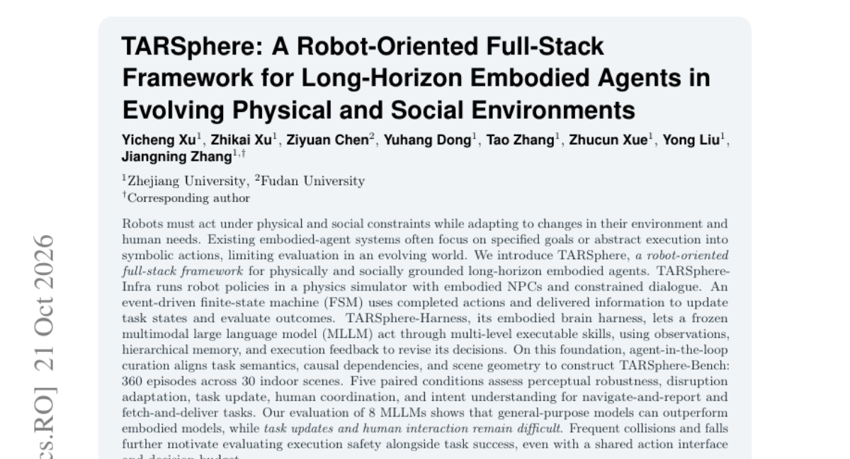 TARSphere: A Robot-Oriented Full-Stack Framework for Long-Horizon Embodied Agents in Evolving Physical and Social Envir… 封面